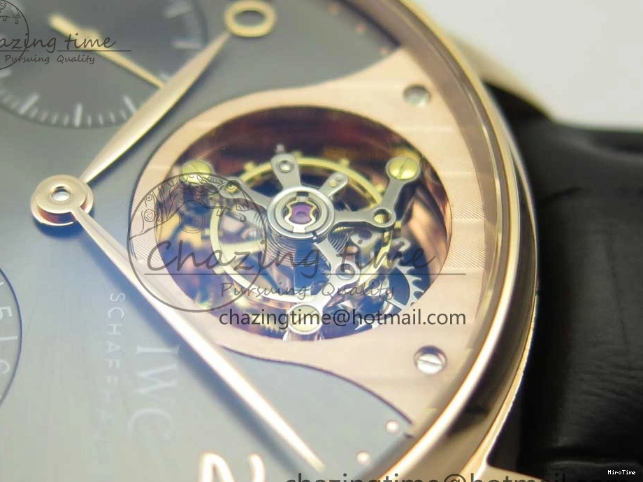 MIROTIME 1220 Portuguese Tourbillon IW5046 RG ZF Best Edition Gray Dial on Black Leather Strap SmoothTexture 7142